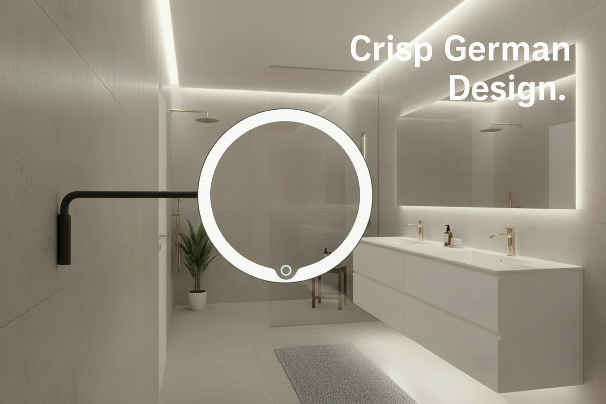 Bathroom banner with Crisp German Design text