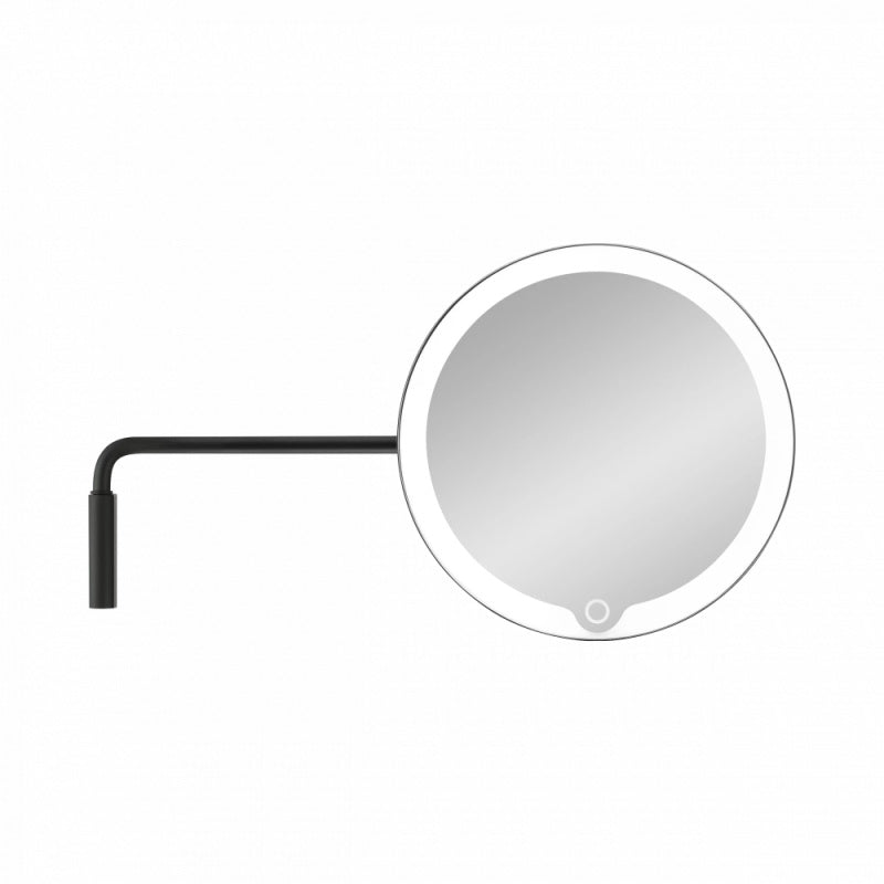 Illuminated Wall Mirrors Blomus LED Wall Mirror, 5x - Matt Black - (Rechargeable) 66352 - The Magnifying Mirror Store
