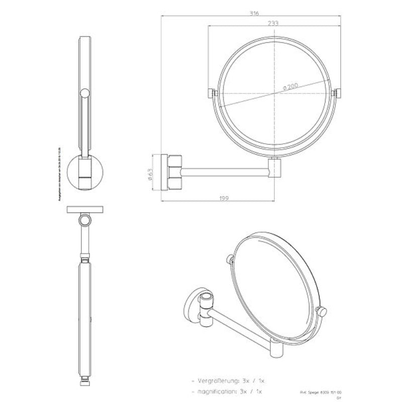 Wall Mounted Emco Classic Wall Mirror, 3x Magnification 109400108 - The Magnifying Mirror Store