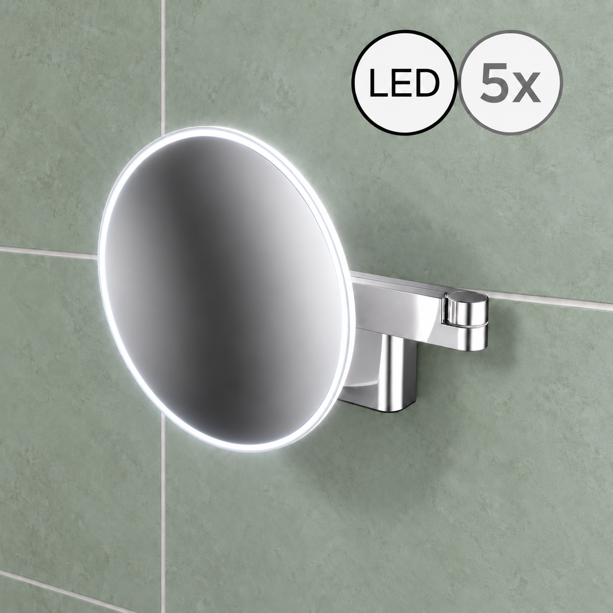 Emco Evo LED Magnifying Wall Mirror, 5x Magnification (Hardwired)