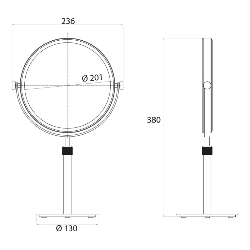 Tabletop Emco Height Adjustable Tabletop Cosmetics Mirror, 5x 109400121 - The Magnifying Mirror Store
