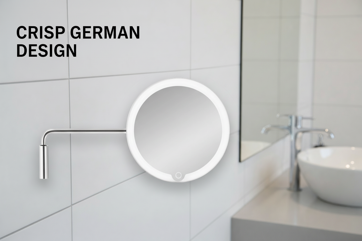 Matt Stainless Steel Mirror - Text Top Left Quartile