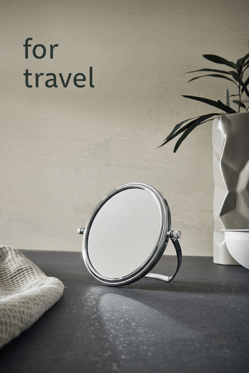 Travel mirror mobile with text