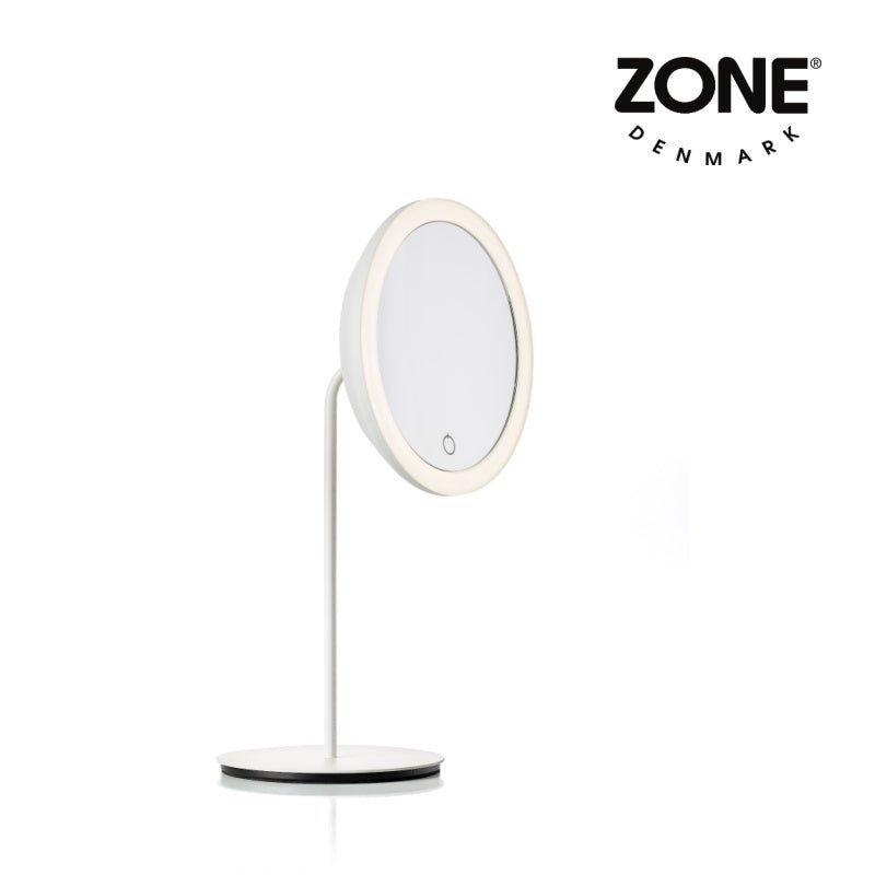 Tabletop Zone Denmark LED Tabletop Mirror, 5x + Bonus Bath Towel 10916+330490 - The Magnifying Mirror Store