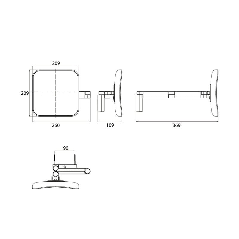 Illuminated Mirrors Emco Light Diffusion LED Square Mirror, 5x Magn - Made in Germany 109506050 - The Magnifying Mirror Store