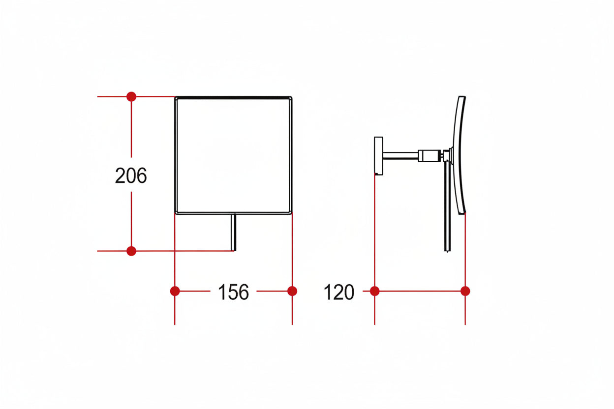 Wall Mounted Lineabeta Wall Mirror, 3x, Square 5595 - The Magnifying Mirror Store