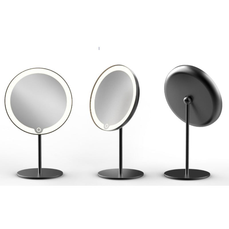 Tabletop Blomus LED Vanity Mirror, 5x - Black Matt - on white background - (Rechargeable) 66350 - The Magnifying Mirror Store