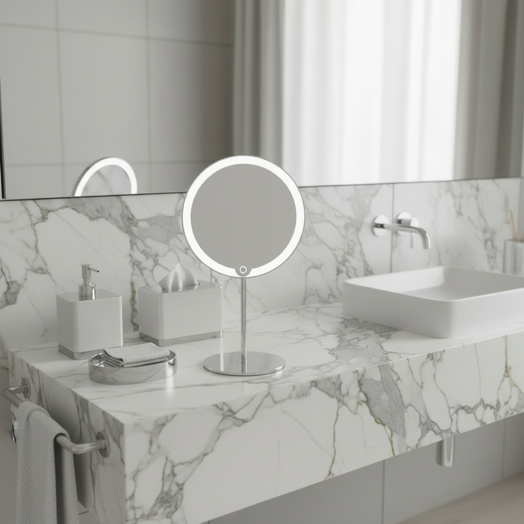 Blomus Polished Stainless Steel LED Vanity Mirror - Zoomed In 25%