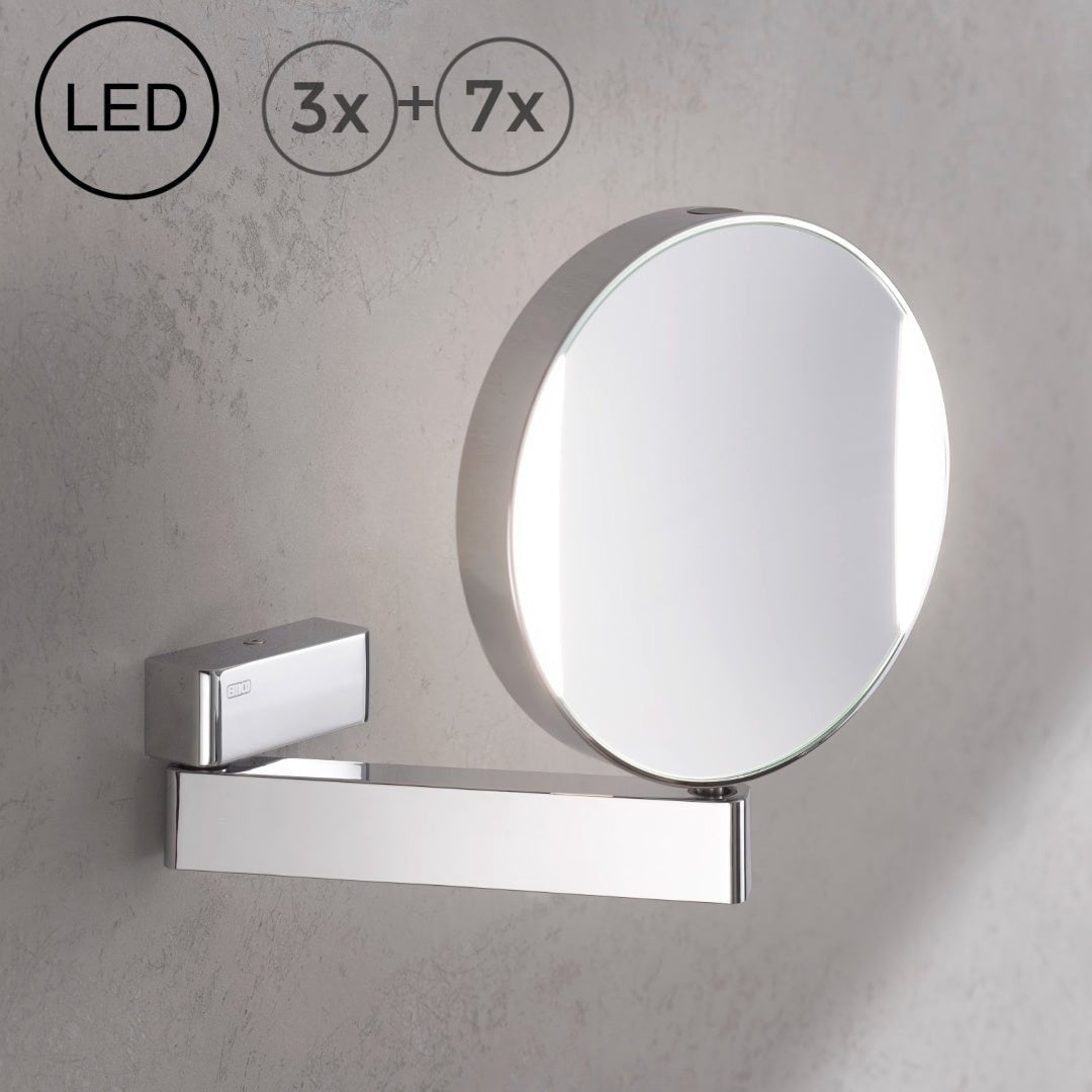 Illuminated Mirrors Emco Dual Magnification LED Wall Mirror, 3x + 7x - Made in Germany 109506017 - The Magnifying Mirror Store