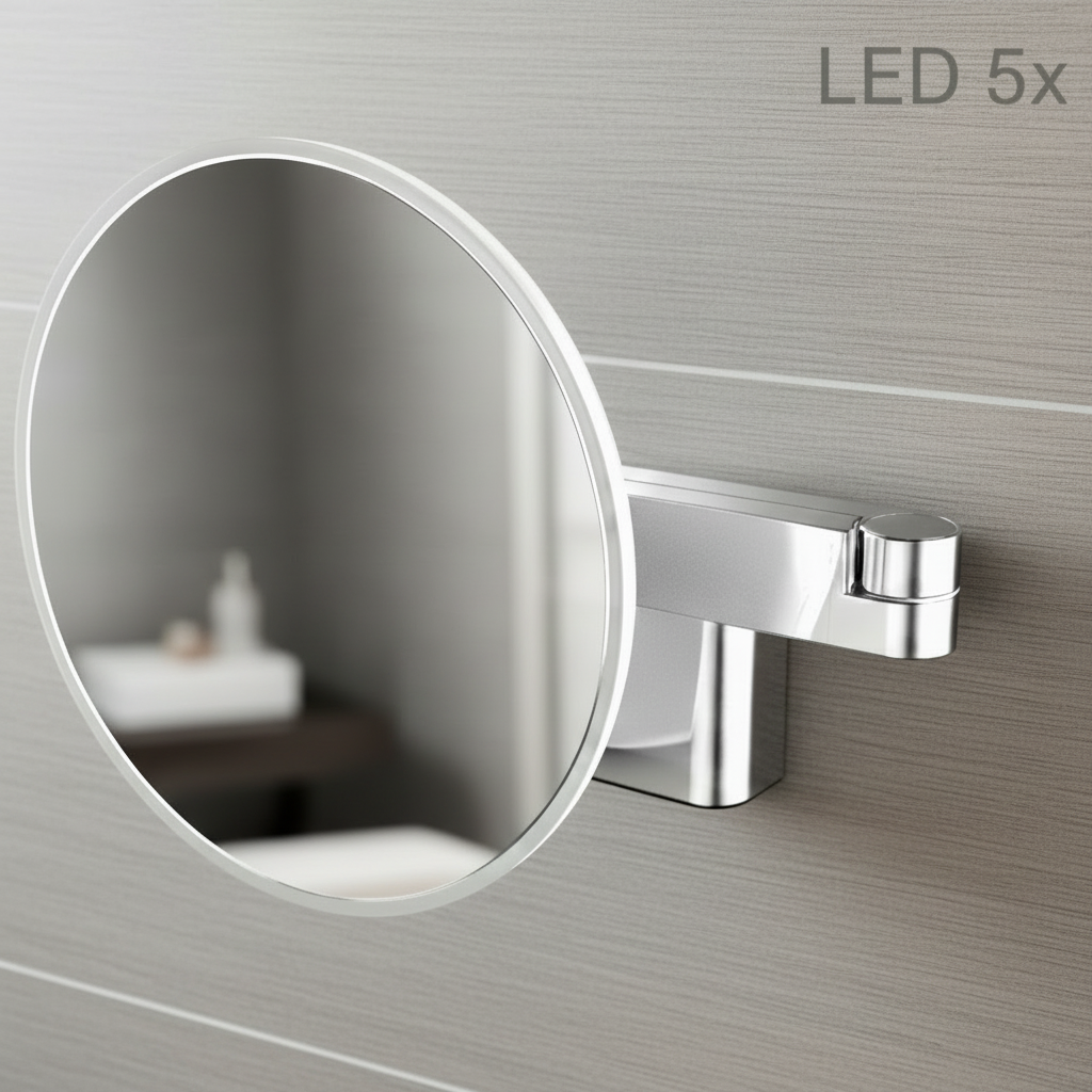 Emco Evo LED Magnifying Wall Mirror, 5x Magnification  (Hardwired)