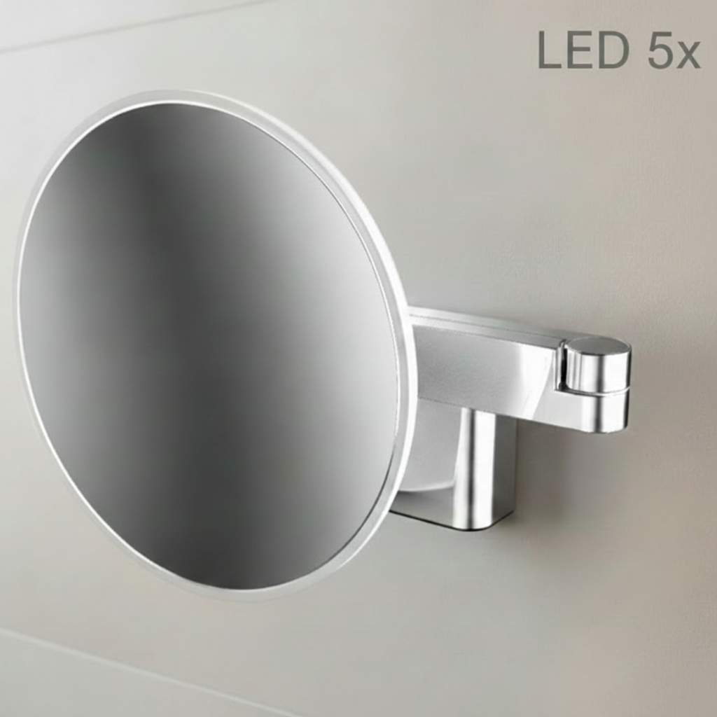 Emco Evo LED Magnifying Wall Mirror, 5x Magnification  (Hardwired)