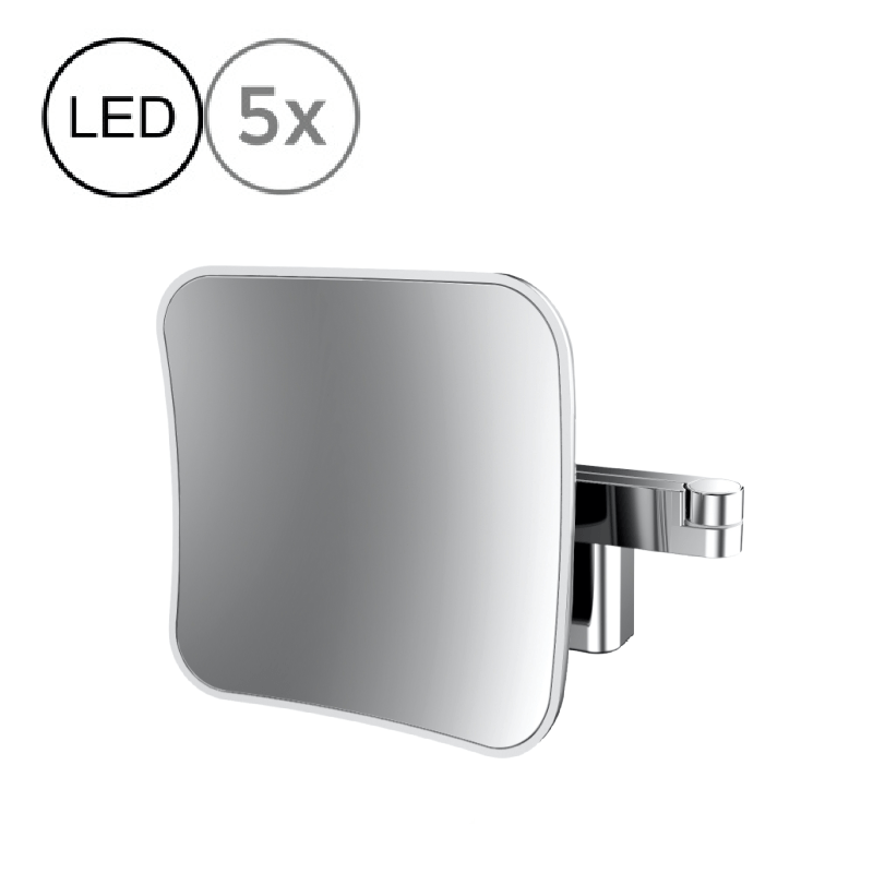 Illuminated Mirrors Emco Light Diffusion LED Square Mirror, 5x Magn - Made in Germany 109506050 - The Magnifying Mirror Store