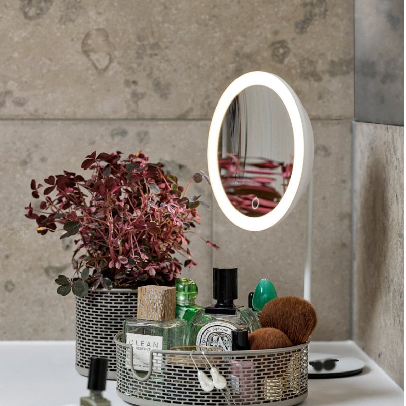 Tabletop Zone Denmark LED Tabletop Mirror, 5x + Bonus Bath Towel 10916+330490 - The Magnifying Mirror Store