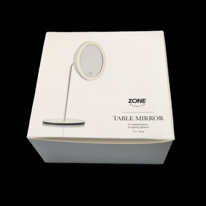 Tabletop Zone Denmark LED Tabletop Mirror, 5x + Bonus Bath Towel 10916+330490 - The Magnifying Mirror Store