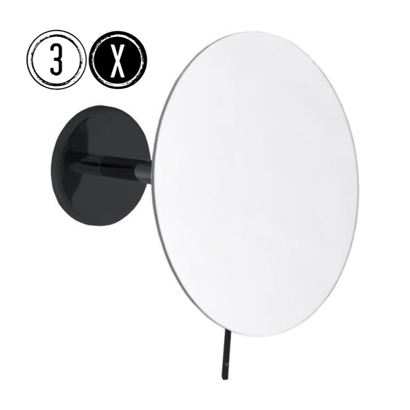 Emco BLACK Shaving & Cosmetic Wall Mirror, 3x Magnification, Fixed Arm, Round, Ø 179mm - The Magnifying Mirror Store