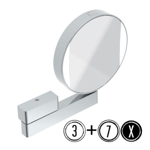 Emco Shaving & Cosmetic Mirror with Light, 3x/7x Magnification, 1-arm, Round, Ø 200mm - The Magnifying Mirror Store