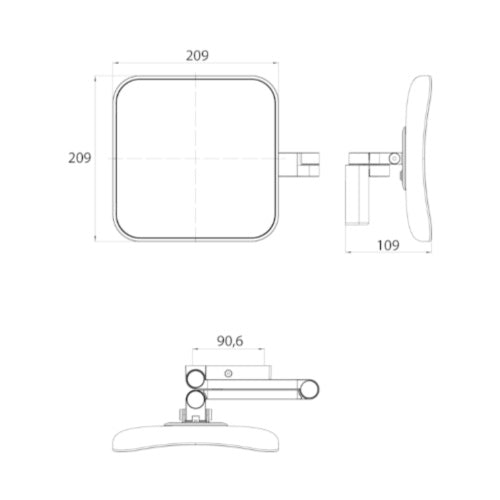 Illuminated Mirrors Emco Light Diffusion LED Square Mirror, 5x Magn - Made in Germany 109506050 - The Magnifying Mirror Store